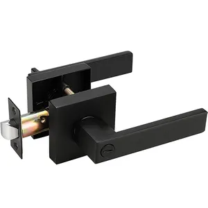 Top Security Privacy Slaapkamer/Interieur/Entree Buisvormige Cilinder Deurslot Matte Zwarte Deur Handvat Lever Lock
