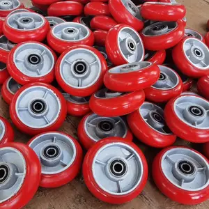 High Quality 160 180 200mm Cast Iron Core PU And Aluminum Core Rubber Forklift Storage Pallet Wheels