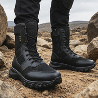 Bottes tactiques mi-mollet légères et respirantes pour l'extérieur avec fermeture éclair et lacets, semelle EVA pour l'été