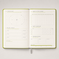 LABON Agenda de planification personnalisé en cuir végétalien vert citron, Journal de productivité 90 jours, Suivi d'habitudes de luxe, Carnet cadeau