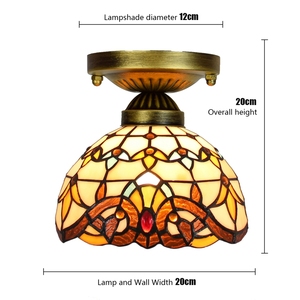 Petit <span class=keywords><strong>plafonnier</strong></span> led en forme de vitrail en bois massif, style américain rétro, <span class=keywords><strong>Baroque</strong></span>, idéal pour un salon, un couloir, un balcon ou un bar, 6/8 pouces - Product Image 4