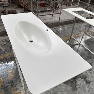 Lavabo Integrato YD Stone, Lavandino da Bagno Lucido con Curvatura a Caldo - Product Image 3