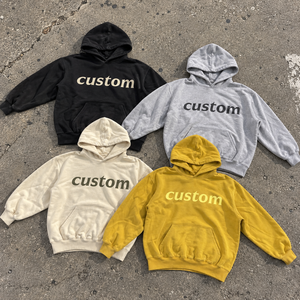 Sweat à capuche jaune uni pour homme, manches courtes, coupe oversize, 100% coton, fermeture éclair, 360gr - Product Image 3