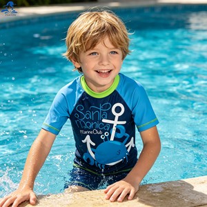 Camiseta de Natación de Manga Corta Phayon Unisex, Talla Grande, Protección Solar UPF 50+, Secado Rápido, 220g, Estampado Marino - Product Image 4