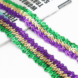 Phong Cách Thời Trang 3Cm Ba Hàng Đầy Màu Sắc Đàn Hồi Sequin Cắt Tỉa Cho Tóc Trang Trí Trang Trí May Mặc - Product Image 6