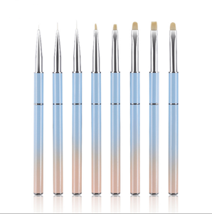 Pinceau à ongles en acrylique avec manche métallique dégradé, pinceau de manucure personnalisé pour les extensions d'ongles en poudre acrylique - Product Image 1