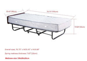 <span class=keywords><strong>Lit</strong></span> <span class=keywords><strong>pliant</strong></span> moderne B018 avec cadre en métal et matelas à ressorts de 20 cm, <span class=keywords><strong>lit</strong></span> simple pliable, fournitures hôtelières, école, hôpital - Product Image 3