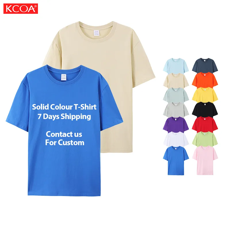 Custom Print Logo 100% Katoenen T-Shirt Blanco Effen T-Shirts Coton Zeefdruk T-Shirt