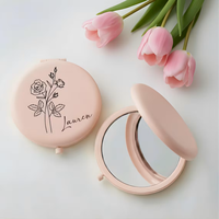 Espejo Compacto Personalizado para Regalo de Dama de Honor, Espejo de Bolsillo con Nombre Grabado, Espejo de Maquillaje de Viaje Color Oro Rosa, Recuerdo para Dama de Honor