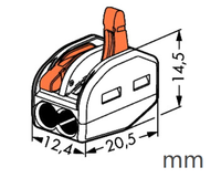 Connecteur de fil enfichable à 2 pôles Connecteur d'épissure avec leviers Bornes de connexion rapide WAGOS pour le câblage 2.5mm Liste UL 222-412