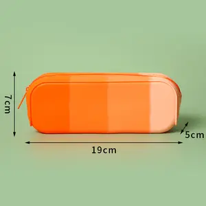 Durable Waterproof Large Capacity Silicone Pencil Case Creative Solid Color Gradient Pen Case Multi-Functional Pencil Bags
