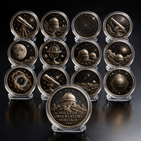 Pièce commémorative astronomique 3D en relief personnalisée, observatoire sur le sommet de la montagne, pièce souvenir spatiale pour les amateurs de science, cadeau de collection