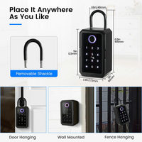 Boîte à clés intelligente en alliage de zinc, montage mural, serrure numérique avec déverrouillage par empreinte digitale et code pour porte en bois, application TTLock Tuya, noir