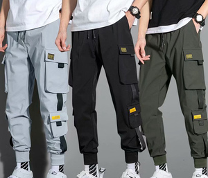 Pantalons cargo pour hommes, pantalons de survêtement pour jeunes hommes et adolescents, couleur unie, multi-poches, nouvelle collection 2024 - Product Image 1