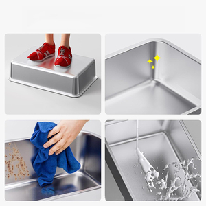 Caja de Arena para Gatos Cuadrada de Acero Inoxidable con Diseño <span class=keywords><strong>Abierto</strong></span> Fácil de Limpiar, Paredes Gruesas, Recipiente Semicerrado - Product Image 6