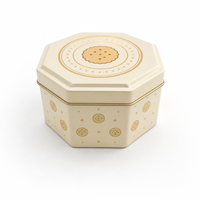 Boîte en étain octogonale personnalisée pour biscuits, chocolats, emballages alimentaires avec couvercle amovible, vente en gros, fabrication OEM sur commande