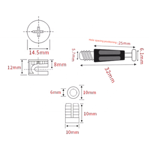 Kit de <span class=keywords><strong>fixation</strong></span> 3-en-1 Lingdao en acier inoxydable avec vis à came et goujons pour meubles, écrous de verrouillage, taille personnalisée, cuisine et salle à manger - Product Image 4