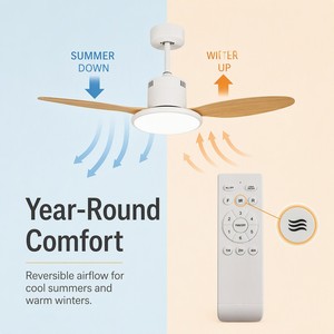 35W BLDC 52 Inch <b>Ceiling</b> <b>Fan</b> with Light <b>Remote</b> <b>Control</b> Silent 6-Speed 5000CFM for Living Room Bedroom Home - Product Image 4