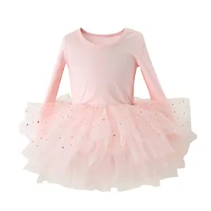 Leotard balet untuk anak perempuan balita, Leotard dengan rok Tutu tari gaun Tutu