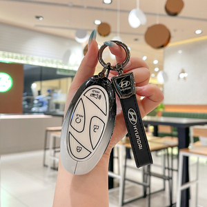 เคสกุญแจรถยนต์โลหะผสมสังกะสี ซิลิกาเจล สำหรับ Hyundai <span class=keywords><strong>IONIQ</strong></span> 6 Grandeur GN7 Sonata Elantra พร้อมพวงกุญแจ - Product Image 4