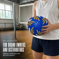 Ballon de volley-ball d'entraînement personnalisé taille 5 bleu jaune en PU souple thermocollé 260-280g avec logo OEM en gros