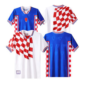 サッカーユニフォームTシャツ,欧州リーグサッカースポーツウェア,カスタマイズされたレトロ1998クロアチア代表チーム - Product Image 1