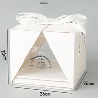 Boîte à gâteau transparente personnalisée 4, 6 et 8 pouces pour gâteaux d'anniversaire, desserts et dim sum, avec bande de fixation