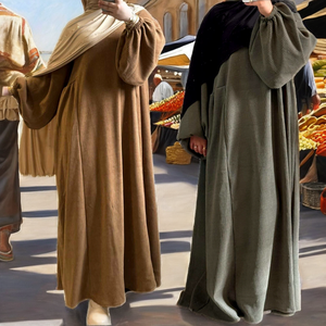 Nouvelles robes Abaya décontractées pour femmes grandes tailles, modestes, respirantes, à manches longues, mini, en polyester, en velours côtelé, pour l'hiver - Product Image 3