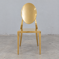 Chaise de banquet en acier inoxydable doré à dossier festonné, siège en PU, vente en gros pour mariages