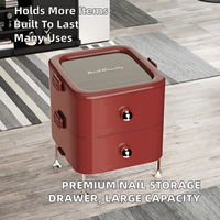 Boîte de rangement pour ongles multifonctionnelle moderne faite à la main haut de gamme, grande capacité, un seul niveau, salon, plastique portable