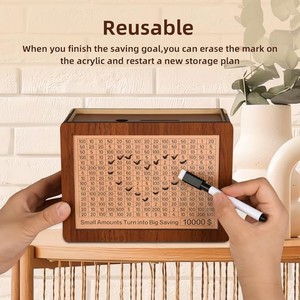 กระปุกออมสินทำจากไม้สำหรับผู้ใหญ่และเด็กสามารถปรับแต่งได้กระปุกออมสินปลอดภัยพร้อมหมายเลขนับพลาสติกอะคริลิกสำหรับเป็นของขวัญและโปรโมชั่น - Product Image 2