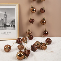 Boule en verre givré faite à la main de style vintage avec corde en chanvre jaune naturel, ensemble de 24 pièces adapté aux festivals sur le thème de Noël