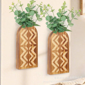 Support mural en bois pour fleurs séchées, forme géométrique, décoration murale pour salon - Product Image 2