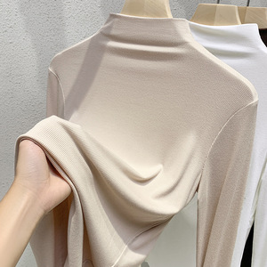 Maglia a Collo Alto in Modal per <span class=keywords><strong>Donna</strong></span>, Autunno Inverno, Maniche Lunghe, Tinta Unita, Stile Elasticizzato con Fascia in Vita - Product Image 6