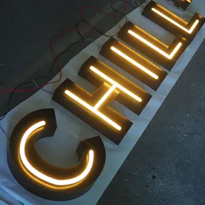 Factory Custom Wall Logo Back Light Big Led Neon Tattoo 3d Letter Sign Backlit