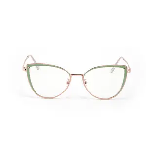 8217 bilgisayar gözlük moda Trendy kedi gözü Metal çerçeveleri reçete gözlük gözlük Anti mavi ışık optik