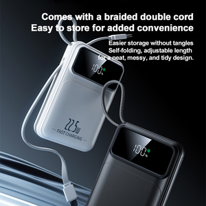 Logo personnalisé 22.5W <span class=keywords><strong>Batterie</strong></span> <span class=keywords><strong>externe</strong></span> à charge rapide pour téléphone 20000mah avec câble élastique - Product Image 3