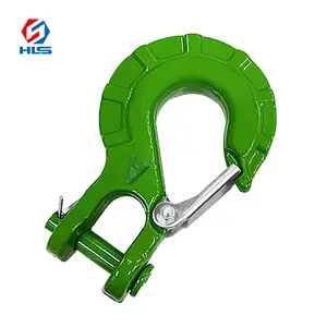 Hls G100 Clevis Sling Hook With Latch Drop Forged Sling Hook Powder Coated For G100 Chain Winch Cable Hook