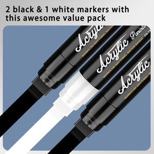 Rotuladores de pintura acrílica grandes en blanco y negro de alta moda, marcador de pintura con punta de fieltro para madera de roca, plástico, cuero, Metal y más - Product Image 2