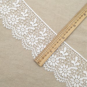 Ribete de encaje guipur bordado floral blanco de 10 cm de ancho para vestido, borde decorativo elegante hecho a mano - Product Image 2