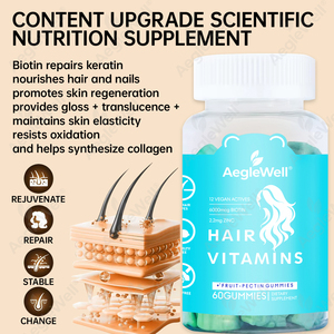 Vitaminas para la Caída del Cabello Aegelwell - Gomitas de Maracuyá con Biotina, Colágeno y Folato para Uñas Más Fuertes y Piel Saludable - Product Image 5