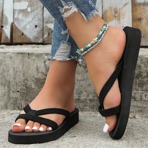 Super Fire Shoes New Fashion Cross With Drag Women's Casual Beach Platform Wedge Slippers Women - Product Image 6