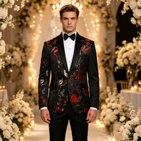 Costume Homme 2 Pièces Personnalisable en Gros, Coupe Slim, Paillettes Brillantes, Smoking à Un Bouton, Ensemble Veste et Pantalon Noirs à Paillettes