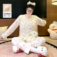 Pyjama en coton à imprimé floral pour femme, vêtements de nuit printemps-automne à manches longues, nouvelle collection 2026, ensemble 2 pièces pour la maison