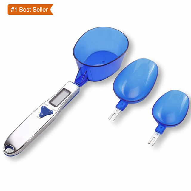 JumonPortable LCD Digital Kitchen Scale Measuring Spoon Gram Flour and Grain Spoon Scales With 3 Detachable Weighing