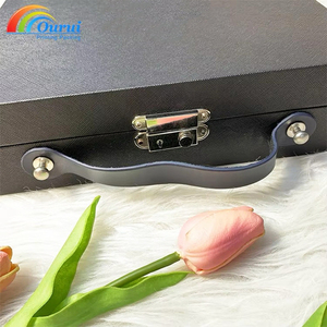 Factory Custom Luxury Wooden Gift Box with Handle, Black PU Leather Surface, Custom Logo Storage Suitcase for Jewelry/<b>Watch</b>/Gift - Product Image 6