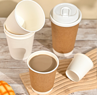 Gobelets à double paroi jetables personnalisables, écologiques, compostables, gobelets en papier pour boissons chaudes à emporter