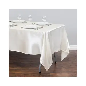 सस्ते रेशम साटन आयताकार भोज मेज़पोश के लिए पार्टी शादी टेबल कपड़ा ओवरले आयत शादी के भोज सजावट