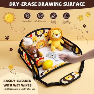 Plateau pour enfant pour voiture, 38x30x15,5 cm, pliable, en tissu Oxford, table de rangement pour siège arrière pour enfants avec porte-gobelet et trousse à crayons - Product Image 2