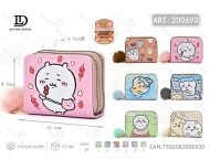 Portafoglio a doppia chiusura con pompon a cartone animato, piccolo, con cerniera, per tutte le stagioni - Product Image 3